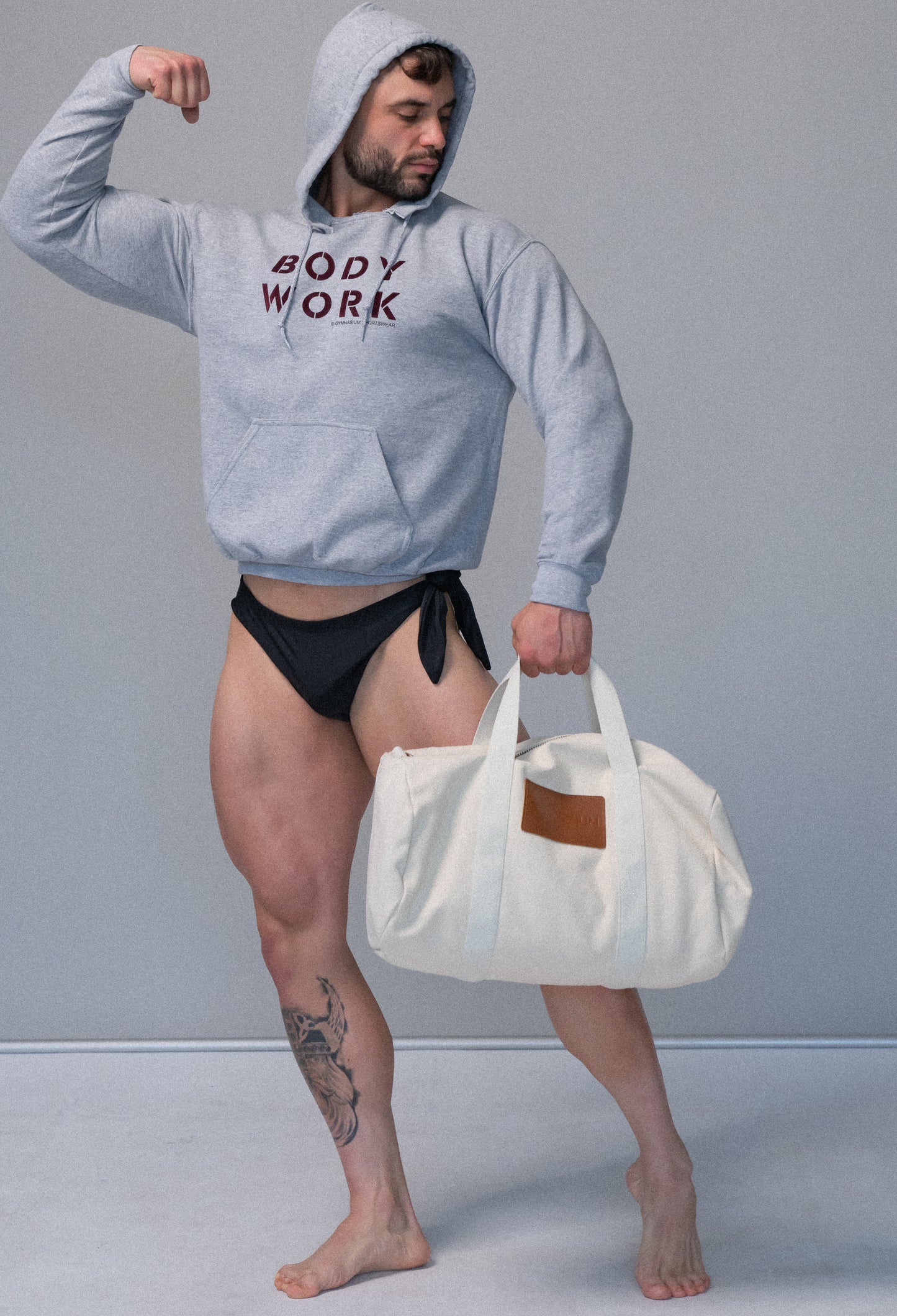 THE BODY WORK HOODED SWEATSHIRT LIGHT HEATHER GREY