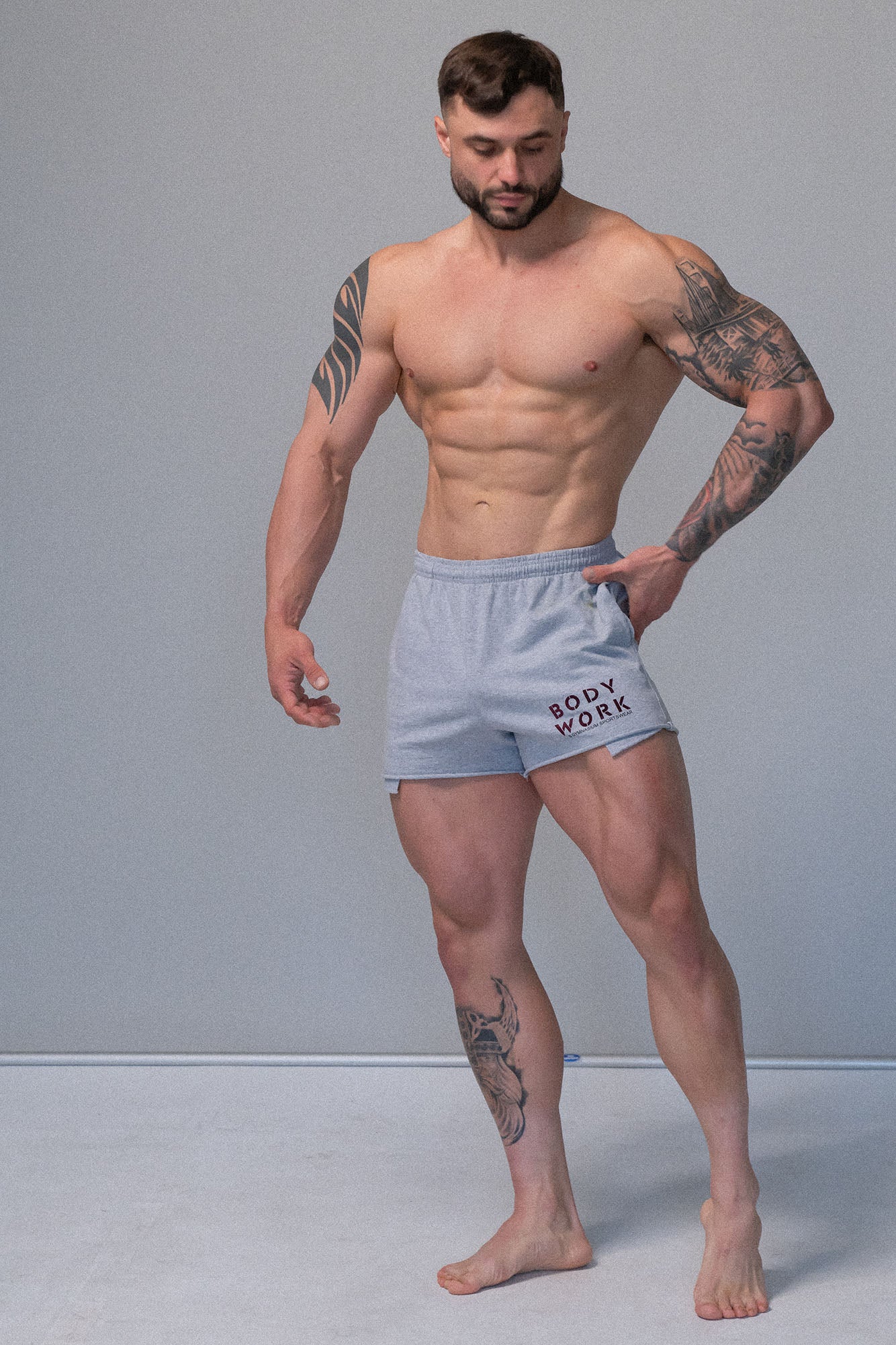 THE BODY WORK JERSEY SHORT LIGHT HEATHER GREY