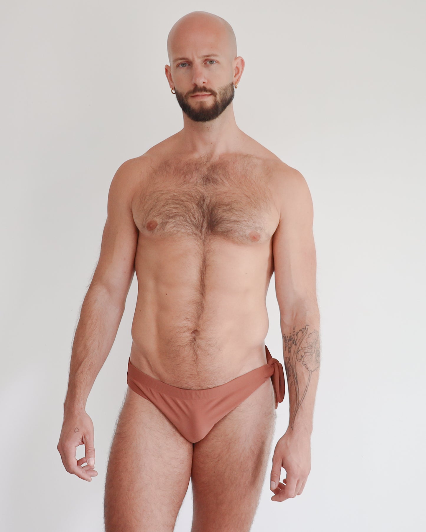THE TIE SIDE SWIM BRIEF DARK TERRACOTTA