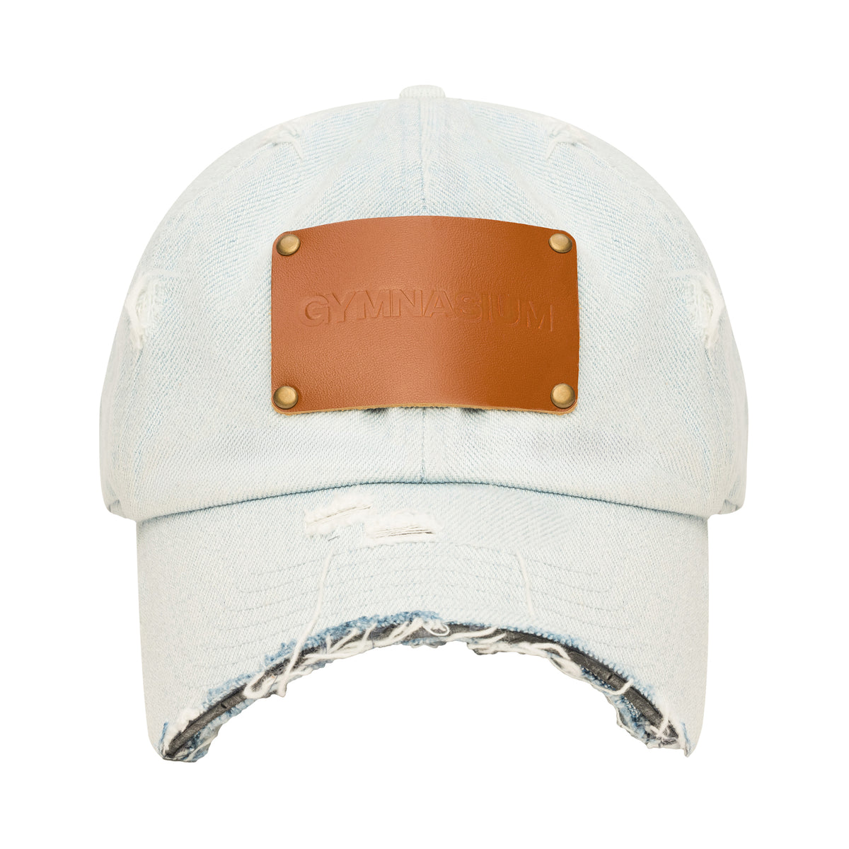 THE DISTRESSED CAP LIGHT DENIM WITH BROWN – Gymnasium display picture 1