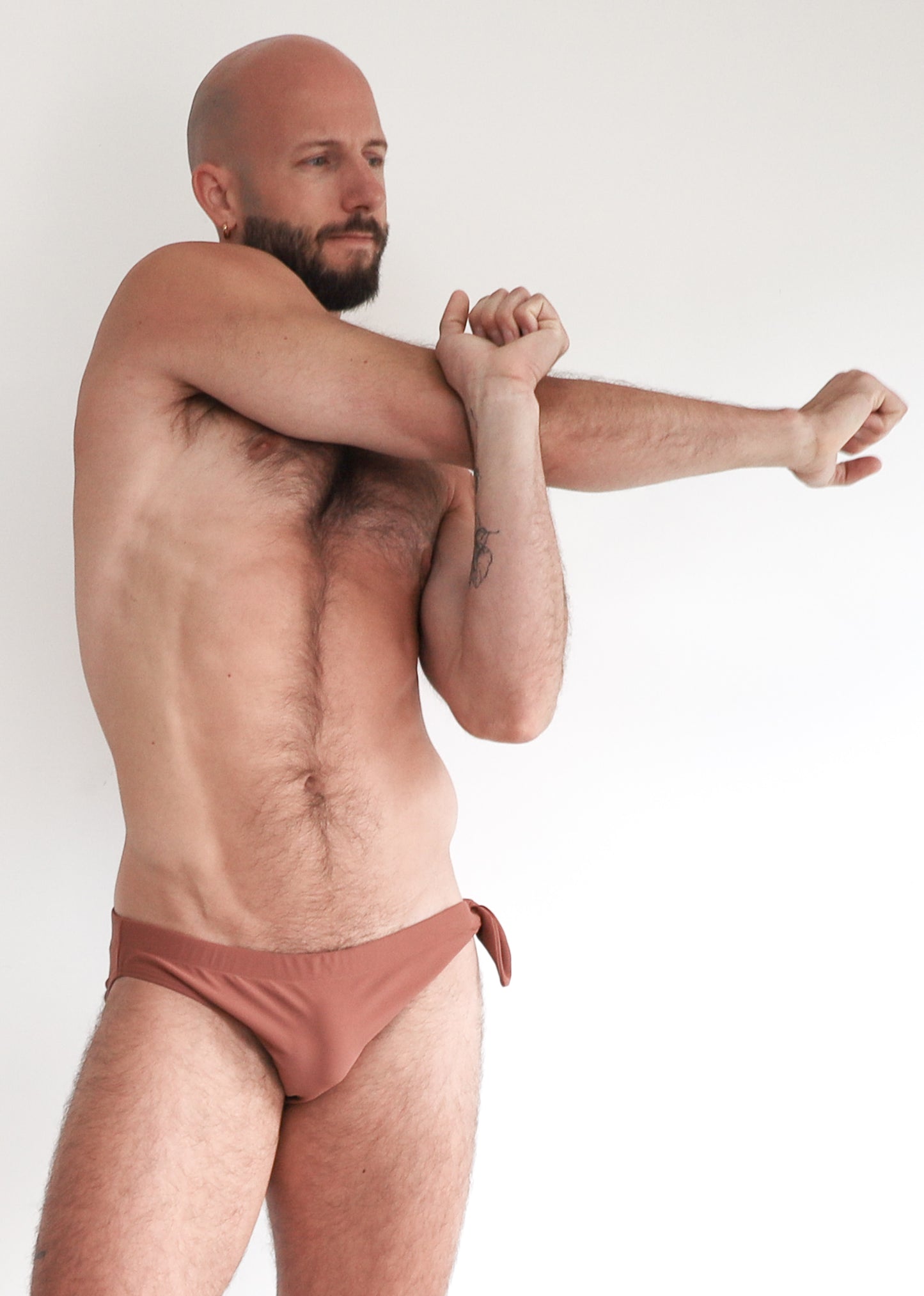 THE TIE SIDE SWIM BRIEF DARK TERRACOTTA